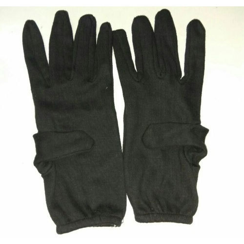 Black Plain Hosiery Hand Gloves