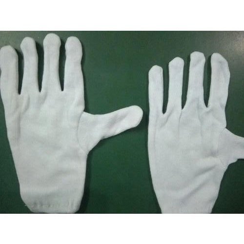 Nylon Banian Gloves White Color, For Industrial, Size: Medium