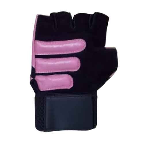 Black And Pink Half Fingered Women Gym Gloves