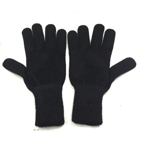 Plain Ladies Woolen Black Gloves