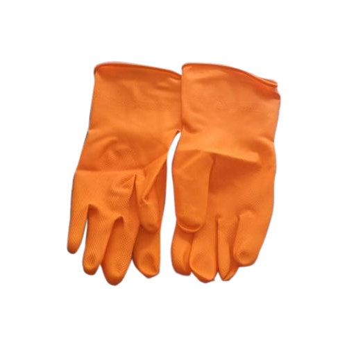 Plain Orange Household Hand Gloves