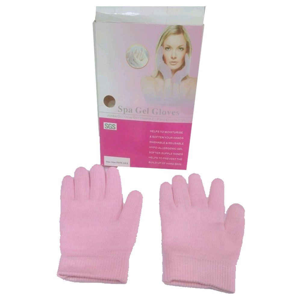 Female Plain Pink Spa Gel Gloves, 5 Inch, Finger Type: Full Fingered