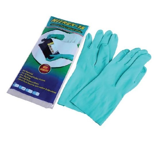 Rubber Nitrex-15 Flock Lined Industrial Nitrile Hand Gloves, Size: Large