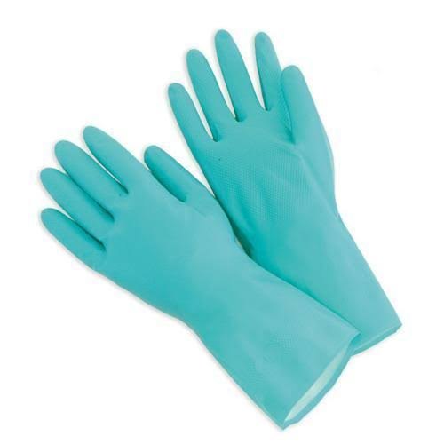 Sky Blue Full Finger Aqua Nitrile Flock Lined Hand Gloves, For Construction/Heavy Duty Work