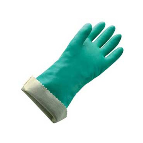 Green Plain Nitrile Flock- Lined Gloves, Size: Free Size