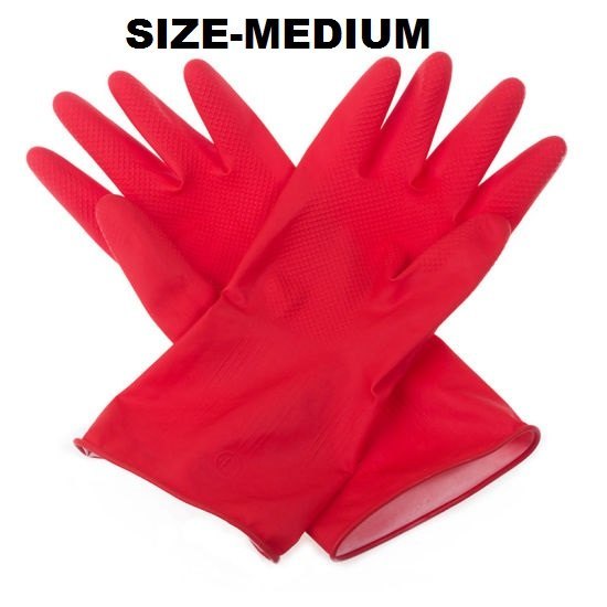 Flock lined red Rubber Hand Gloves