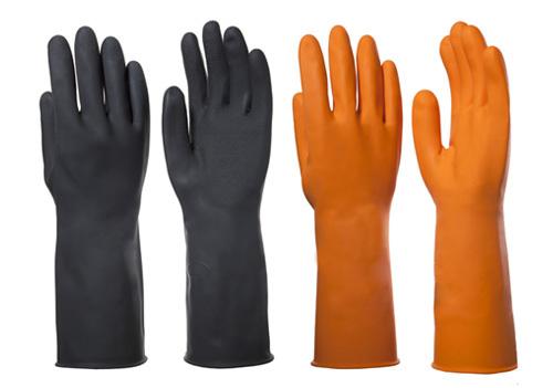 Unisex Orange & Black Pentagon Industrial Latex Gloves, For Construction/Heavy Duty Work, Size: Free Size