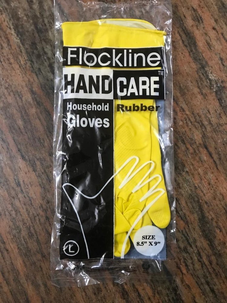 Yellow Unisex Nitrile Flocklined Gloves, Size: Large