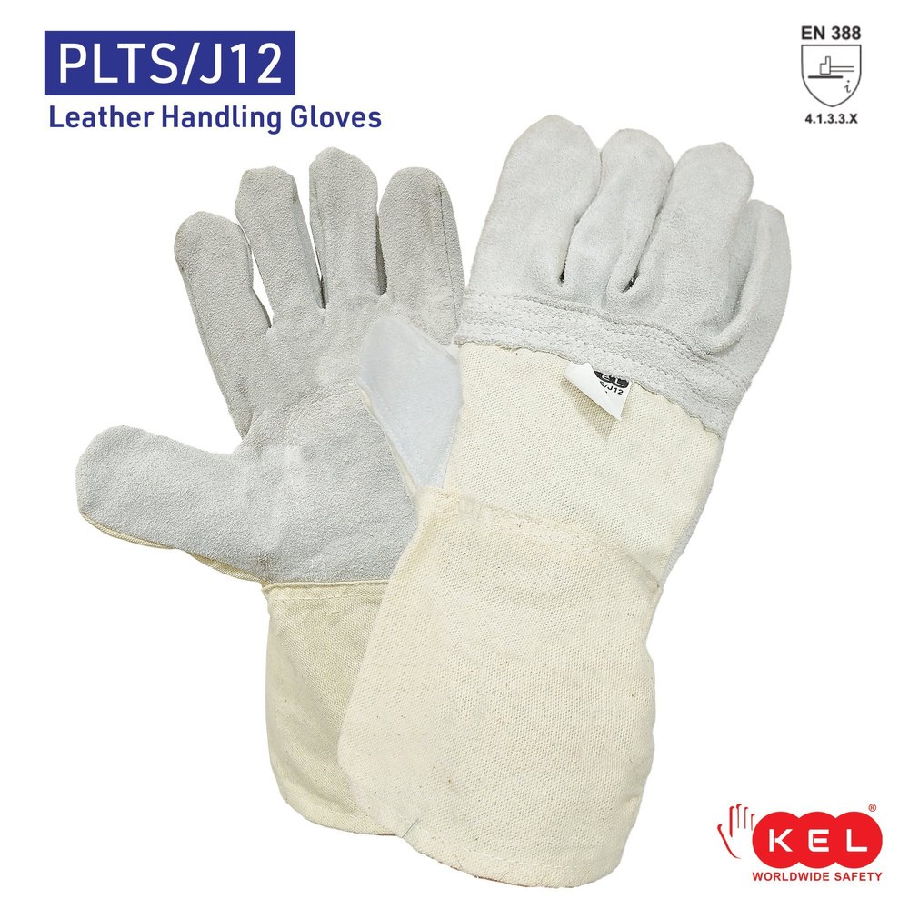 KEL Cotton Leather Handling Gloves PLTSJ12, Size: Free