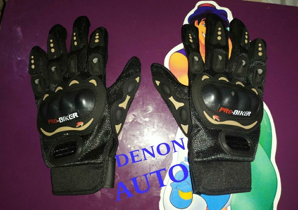 denon Black Bikers Glove, Size: Medium