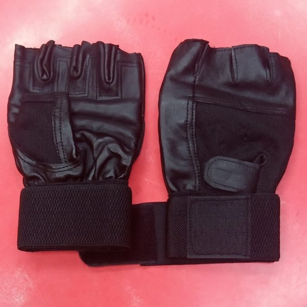 Half Fingered Leather Safety Bike Hand Gloves