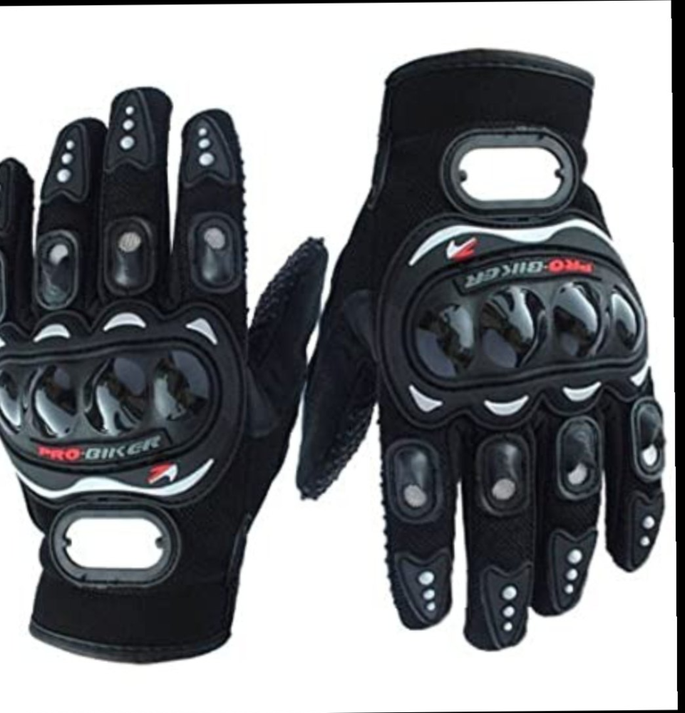 Black Polyester Pro Biker Riding Gloves