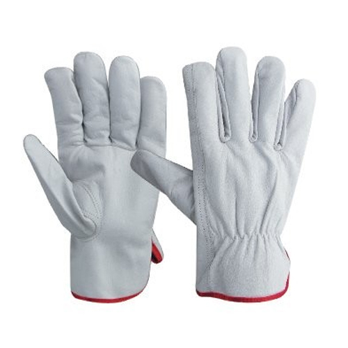 White Full Fingered Leather Driving Hand Gloves, Size: Free Size