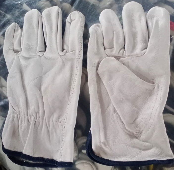 Plain Grain Leather Driving Gloves, Full Fingered, Size: Medium