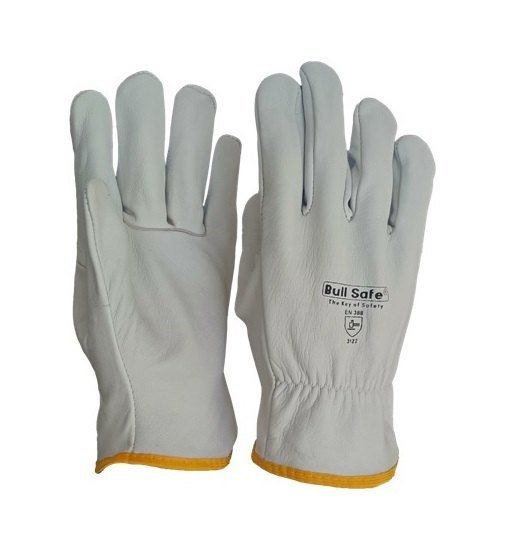 Plain EN White Driving Leather Gloves, Size: Free Size