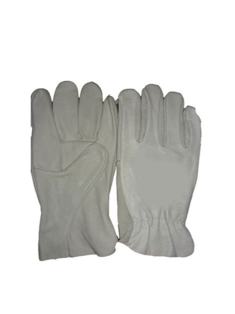 Gray Male Chrome Leather Driving Hand Gloves, 10inch, Finger Type: Full Fingered