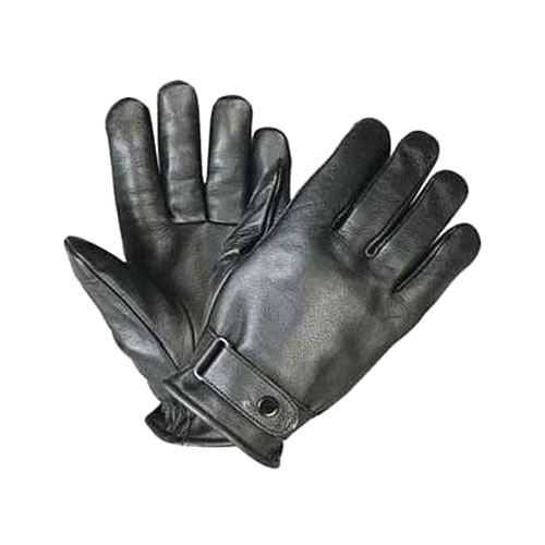 Black And Leather Hand Gloves