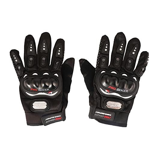 Striped Full Fingered Pro Biker Gloves