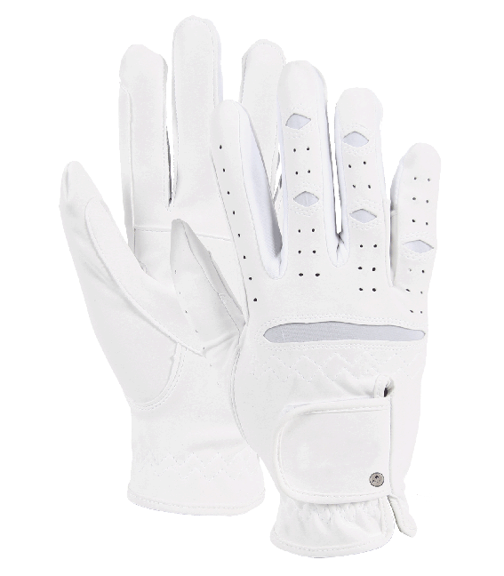 White Leather Full Finger Horse Riding Glove