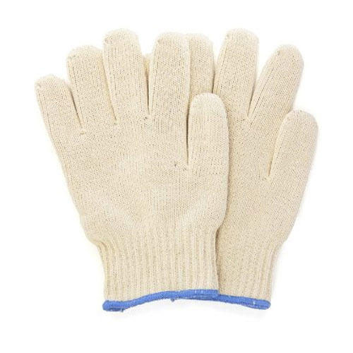 Unique Off White And Blue Cotton Knitted Seamless Hand Gloves, 7 Guage, Size: Free Size