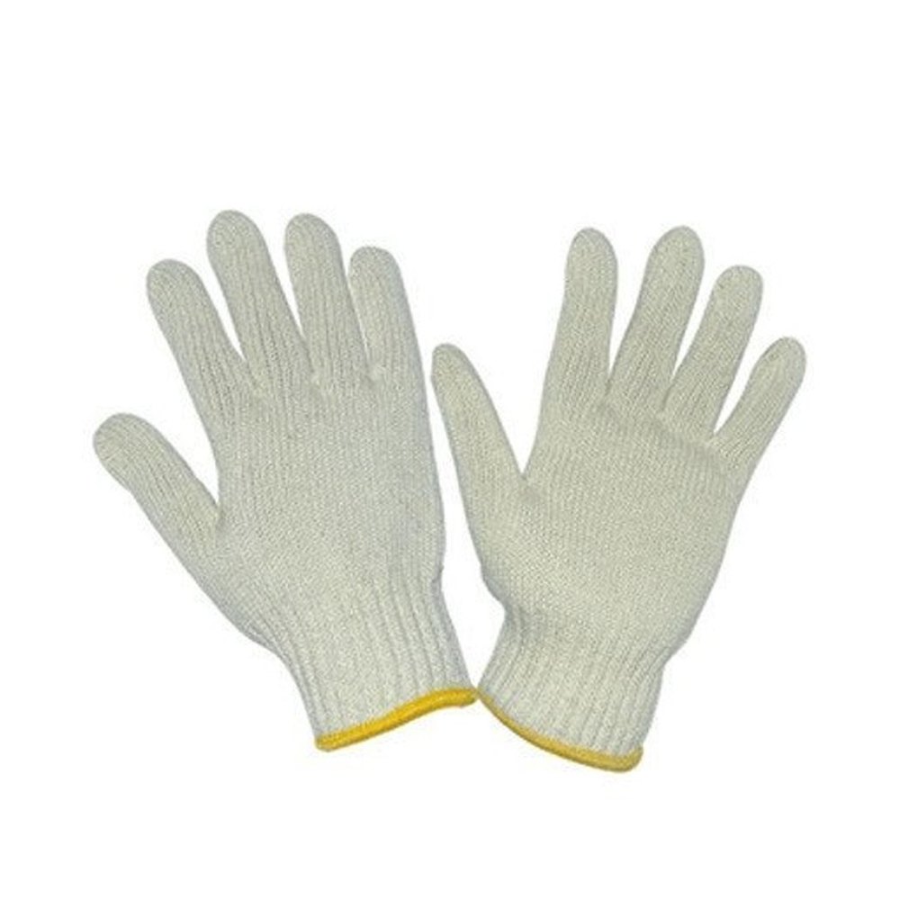 Cotton White Knitted Gloves, For Industrial, Free Size