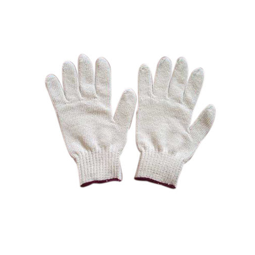 White Cotton Knitted Hand Gloves, For Industrial