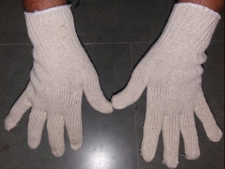 White Hand Gloves Woolen Knitted 50/60/70/80/95 GM, For Industrial