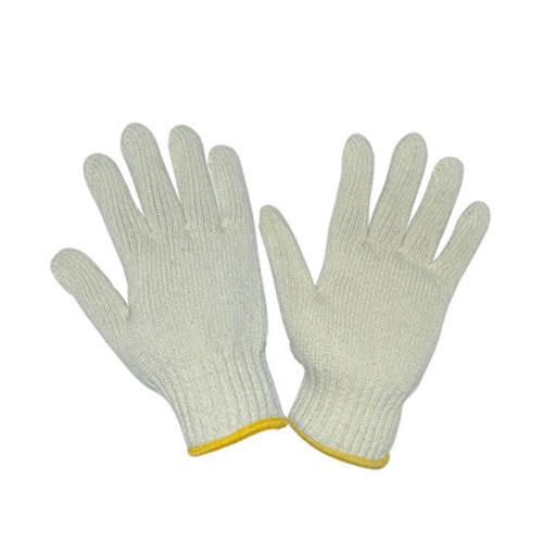 White Cotton Knitted Hand Gloves 55 Gram, For Industrial, Size: Medium