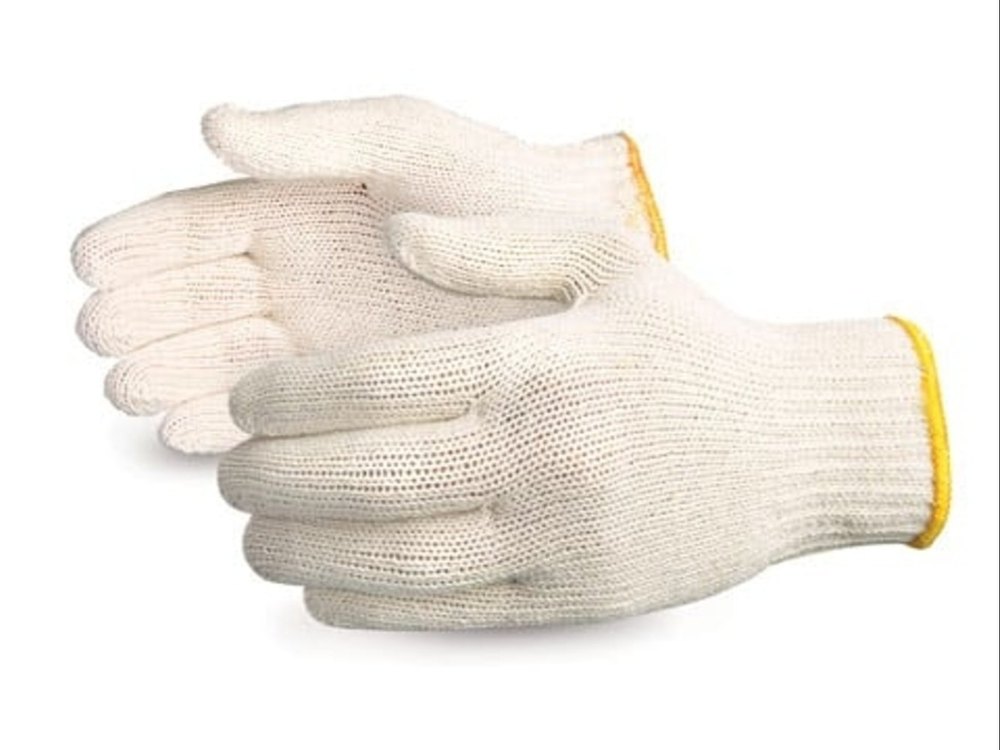 Knitted White Hand Gloves, For Industrial, Free Size