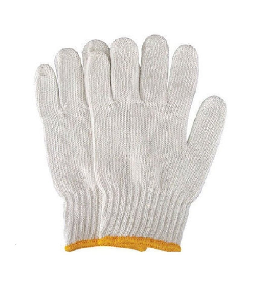 White Knitted Hand Gloves, For Safety, Free Size