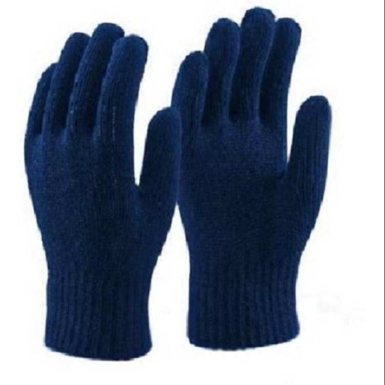 WHITE AND BLUE Hand Knitted Gloves, For Industrial, Free Size