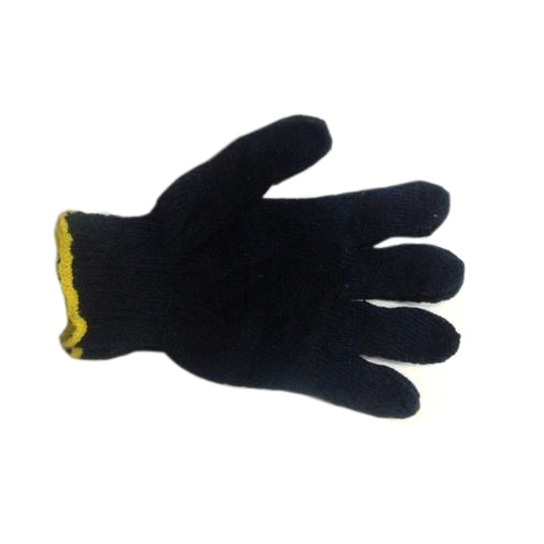 Black Recycled Knitted Hand Gloves, For Safety, Free Size