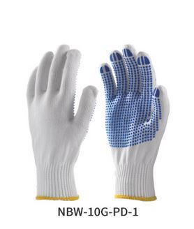 Full Fingered Nylon Knitted Seamless Gloves with PVC Dots