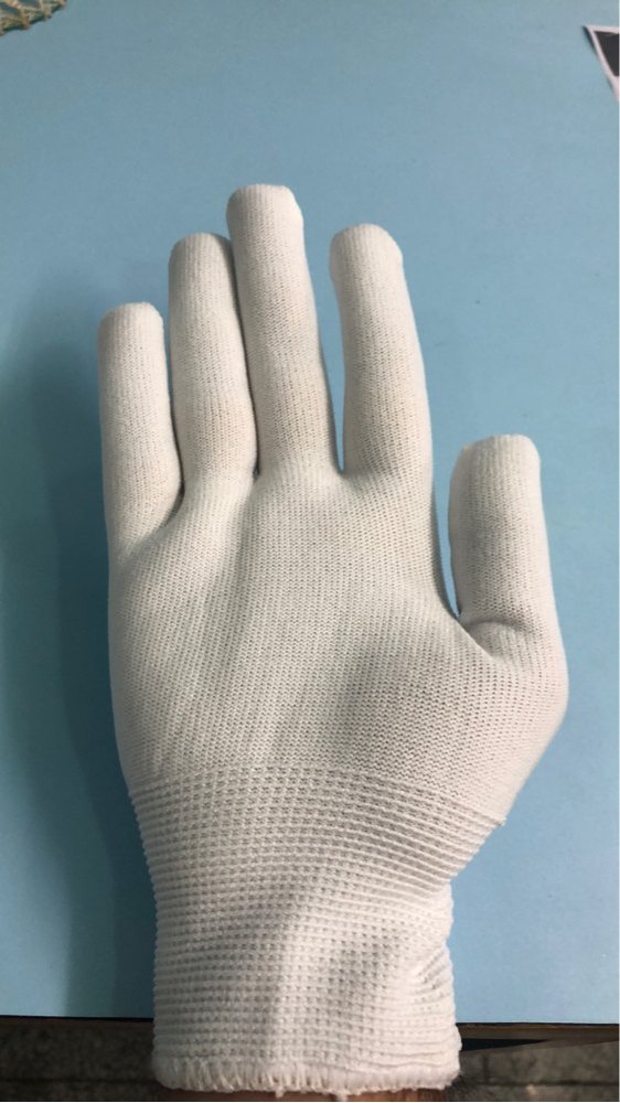 Full Fingered White Nylon Knitted Gloves