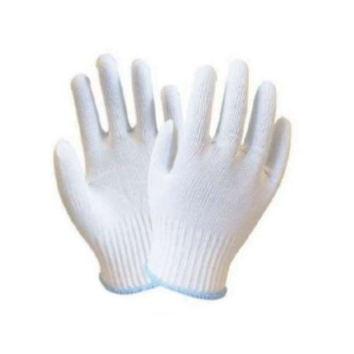 White MNK30 Nylon Knitted Gloves