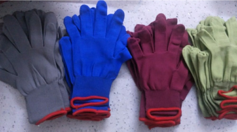 White Nylon Knitted Gloves, For Safety, Free Size