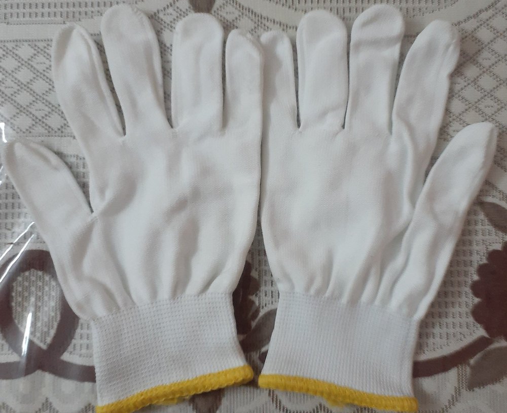 White Seamless Knitted Lint Free Gloves -13 Gauge, For Industrial, Large