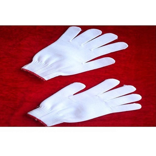 White Nylon Hand Gloves, Size: Large