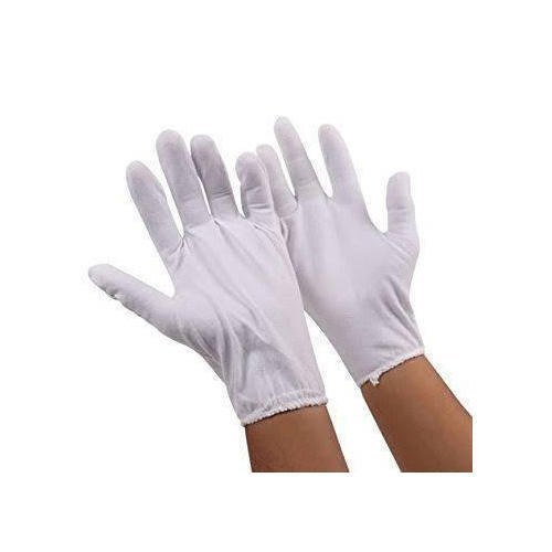 Full Finger White Hosiery Hand Gloves