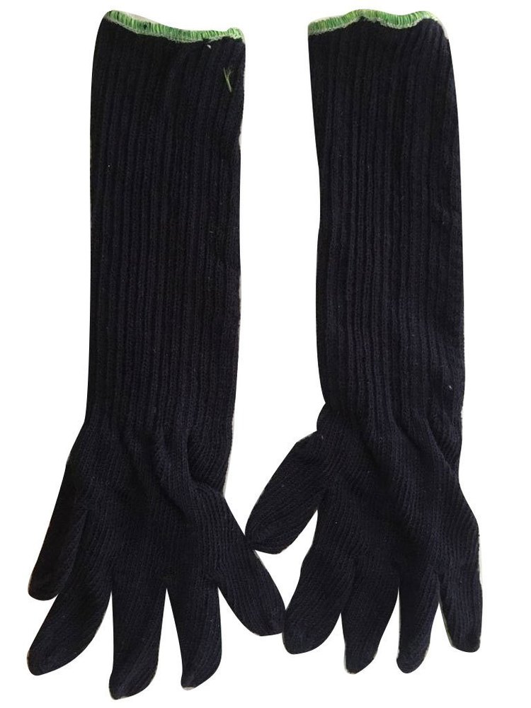 Blue Cotton Black Woolen Hand Gloves