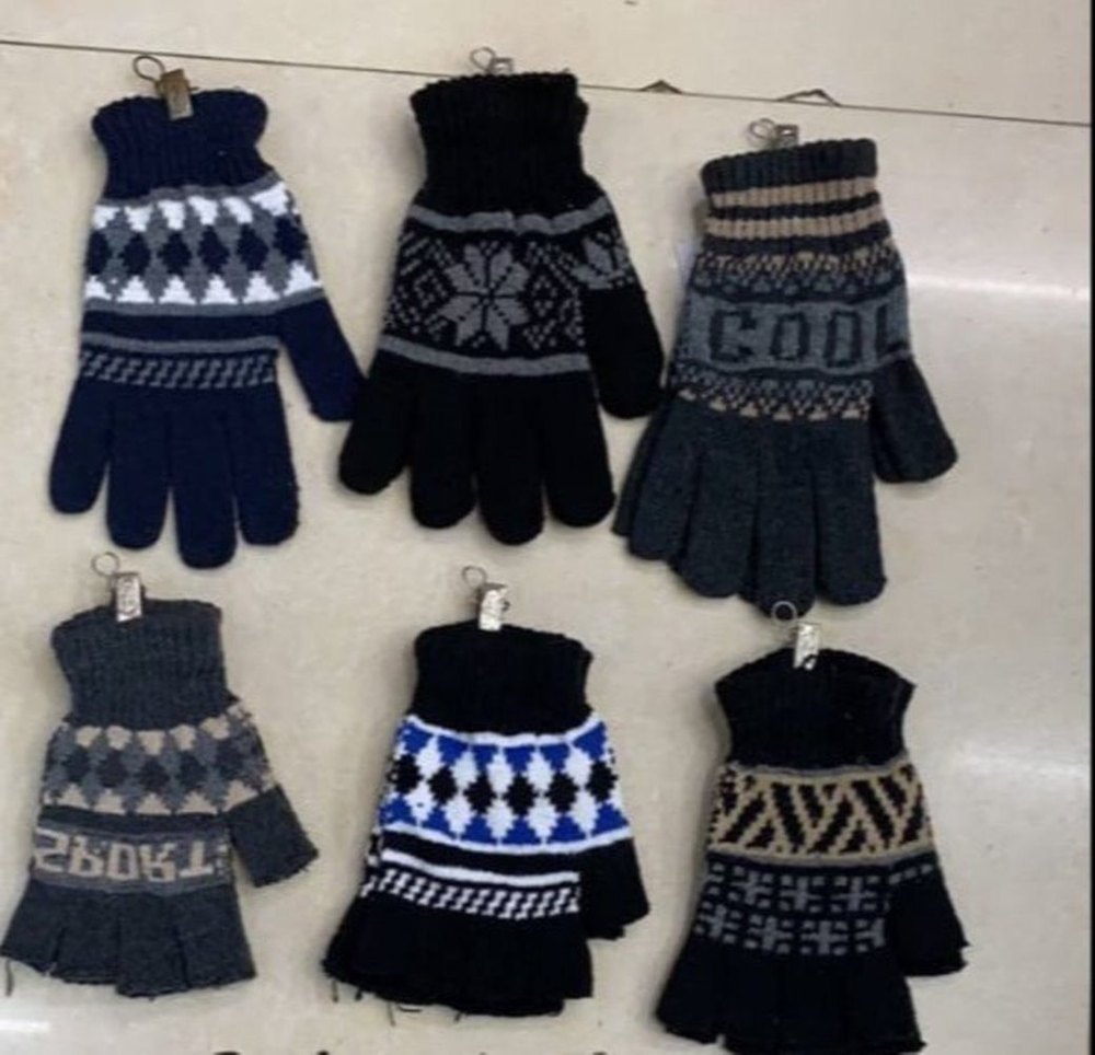 Full Finger Knitted Designer Woolen Gloves