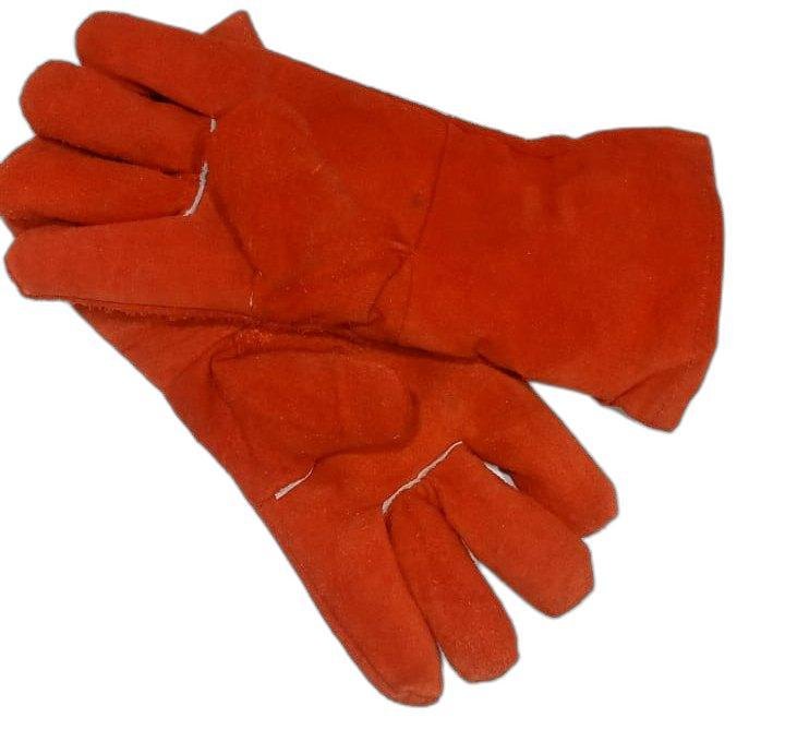 Plain Leather Hand Gloves Red Winter