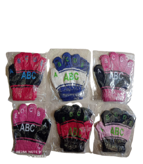 Multicolor man made fibre Abc Gloves, For winter, Size: kids and children