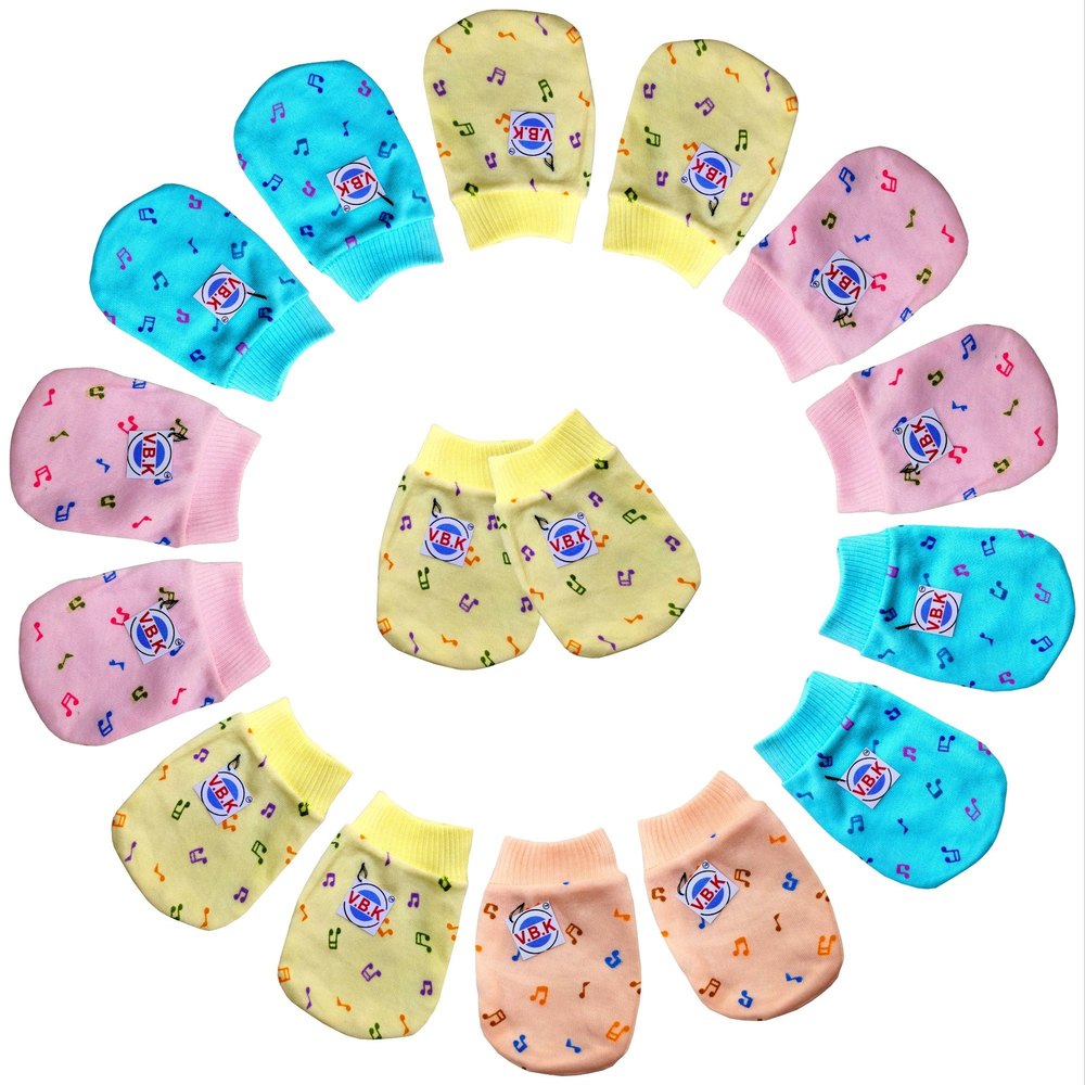 Printed Hosiery Interlock Baby Mittens (Gloves) With Rib