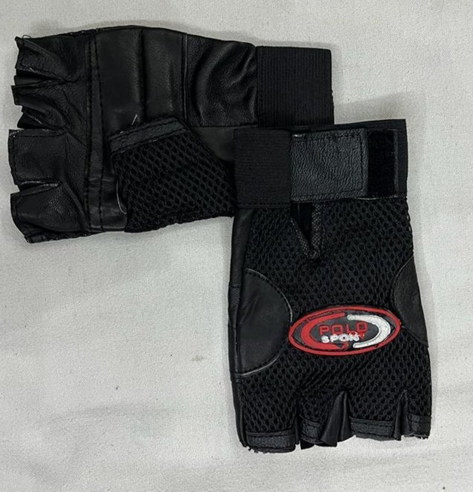 Plain Black Leather Cut Finger Gloves, For Clothes