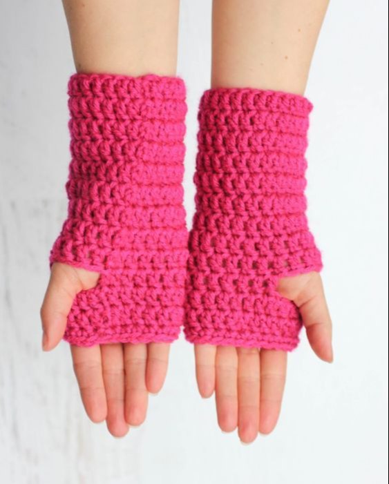 Crochet Fingerless Gloves, Size: Free Size