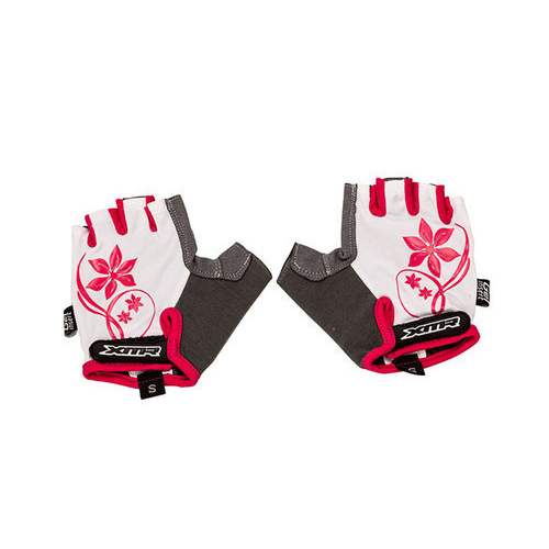 XMR White and Pink Half Gloves