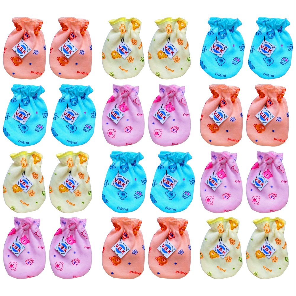 Hosiery Baby Hand Mittens (12 Pair / Pack) (4 Colors), Age Group: 0 - 6 Months