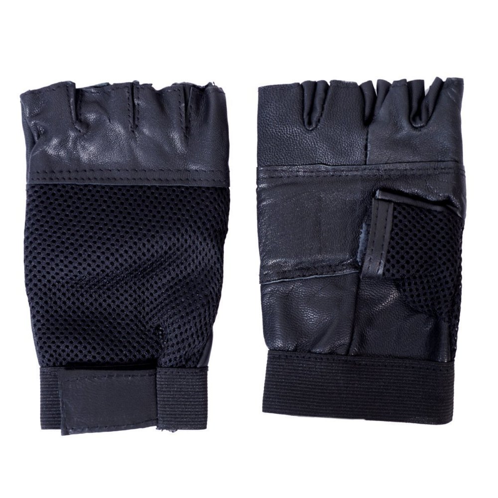 Black Men Leather Gym Gloves