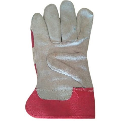 Hand Wearing White & Red Leather Gloves